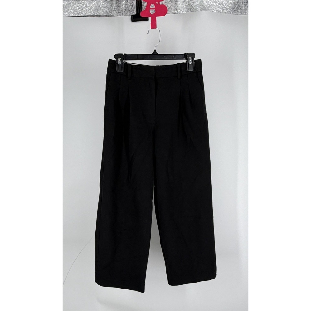 Wilfred Aritzia Effortless Pants Womens 4 Black High Rise Wide Leg Trousers